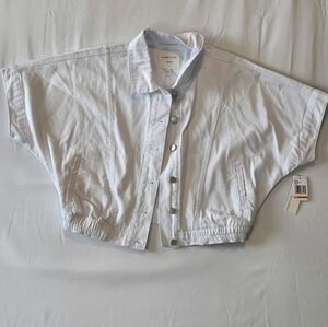 Habitual Oversize White Short Sleeve Crop Denim Jacket Size Small NWT